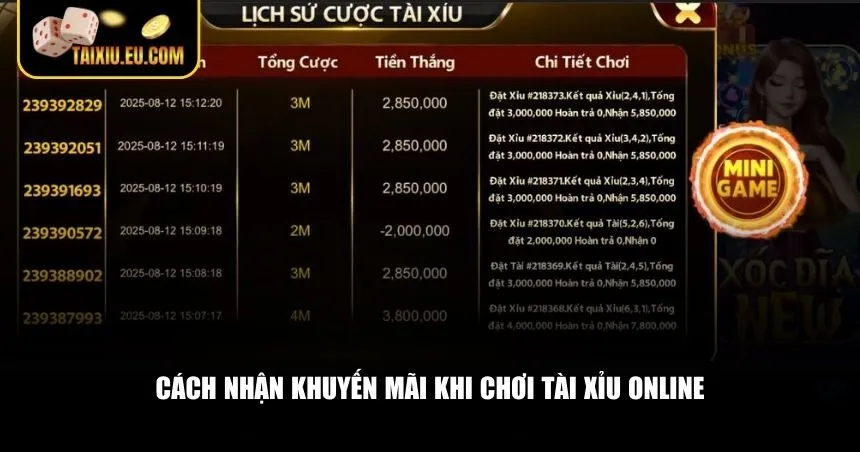 Cách nhận khuyến mãi khi chơi tài xỉu online